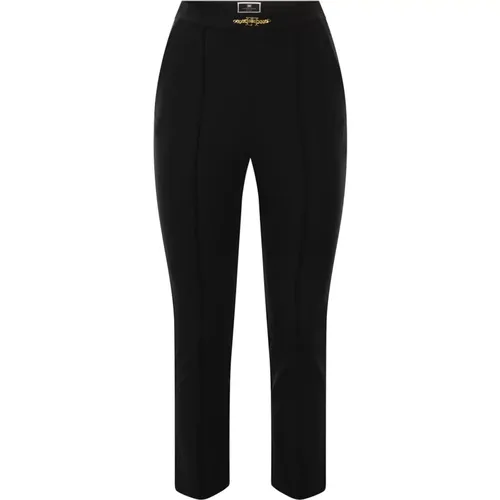 Bi-Elastic Straight Trousers with French Pockets , female, Sizes: XS, M, L, XL, 2XL - Elisabetta Franchi - Modalova