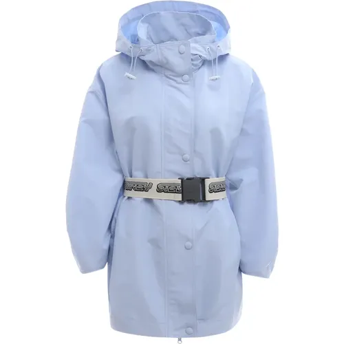 Blaue Jacke aus recyceltem Nylon mit Logo-Gürtel , Damen, Größe: M - Stella Mccartney - Modalova