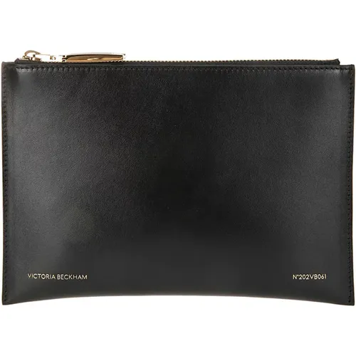 Gold Zip Leather Clutch Bag , female, Sizes: ONE SIZE - Victoria Beckham - Modalova