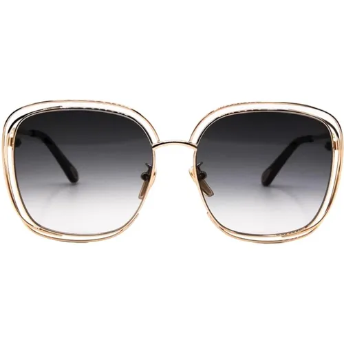 Goldene Metall Damen Sonnenbrille - Chloé - Modalova