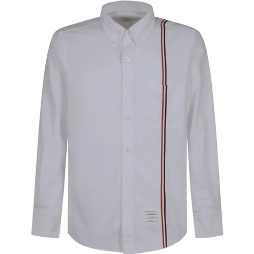 Weißes Button Down Hemd mit RWB Applikation , Herren, Größe: M - Thom Browne - Modalova