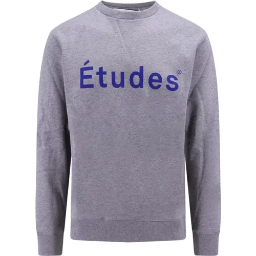 Grauer Sweatshirt mit Logo-Print , Herren, Größe: L - Études - Modalova