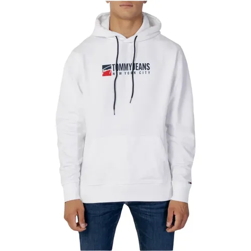 Weißer Kapuzenpullover mit Print , Herren, Größe: 2XL - Tommy Hilfiger - Modalova