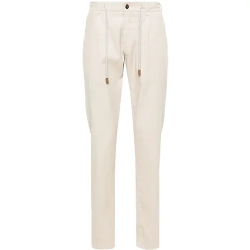 Drawstring-waist linen blend trousers , male, Sizes: W33 - Eleventy - Modalova