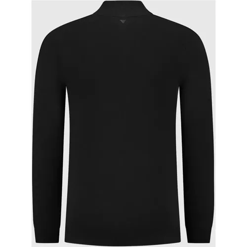 Essenzieller Strick-Halbzip-Pullover Schwarz , Herren, Größe: S - Pure Path - Modalova