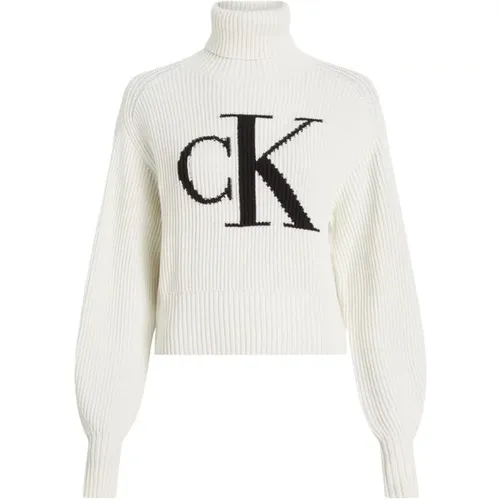 Logo Rollkragenpullover , Damen, Größe: XS - Calvin Klein - Modalova