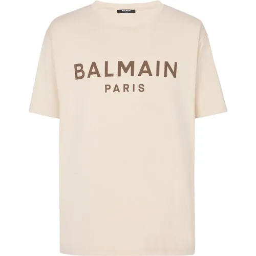 T-Shirt mit Paris-Print , Herren, Größe: 2XL - Balmain - Modalova