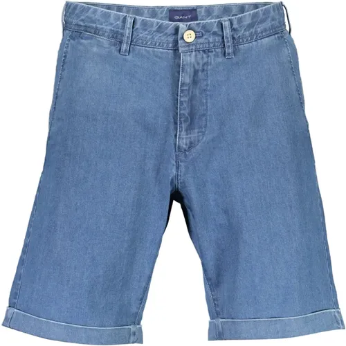 Hellblaue Baumwoll-Denim-Shorts für Herren - Gant - Modalova