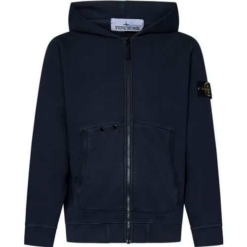 Blaue Fleece Hoodie Aw24 - Stone Island - Modalova