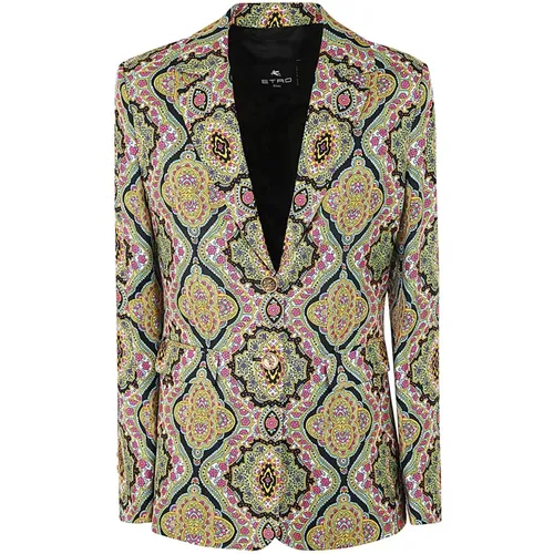 Mehrfarbige Bedruckte Seiden-Twill Jacke - ETRO - Modalova