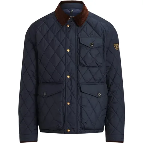 Dunkelblaue Steppjacke mit Logo , Herren, Größe: L - Ralph Lauren - Modalova