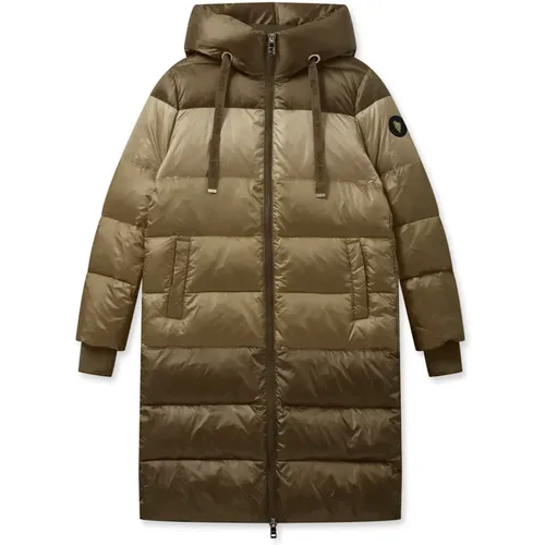 Quilted Down Jacket with Hood Gold , female, Sizes: XS, L, XL, S - MOS MOSH - Modalova