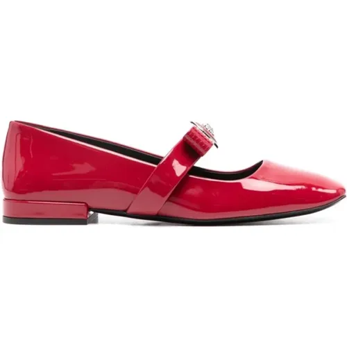 Rote Lackleder Slip-On Schuhe , Damen, Größe: 38 EU - Versace - Modalova