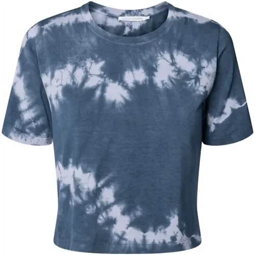 Tie-Dye Print T-Shirt Midnight , female, Sizes: M, L - Rabens Saloner - Modalova