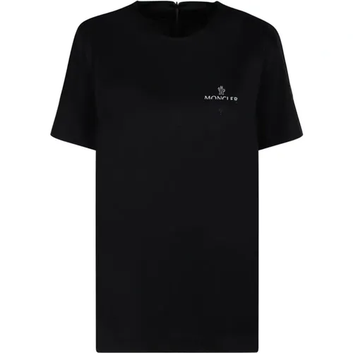Schwarzes Baumwoll-Jersey-Logo-T-Shirt - Moncler - Modalova