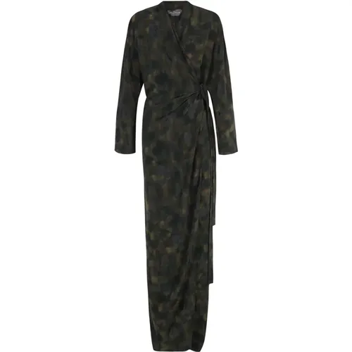 Silk Kimono Dress Klimt Print , female, Sizes: M, L, 2XL, XL - Cortana - Modalova