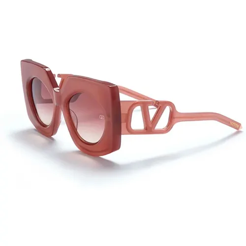 V - Soul Sunglasses in White Gold/ Shaded , female, Sizes: 53 MM - Valentino - Modalova