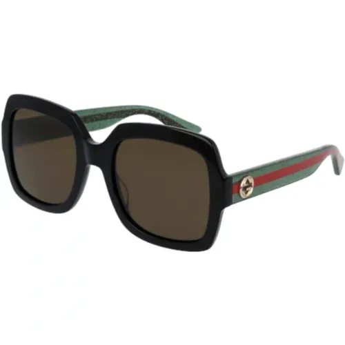 Oversize Schwarz Grün Braun Sonnenbrille , Damen, Größe: 54 MM - Gucci - Modalova