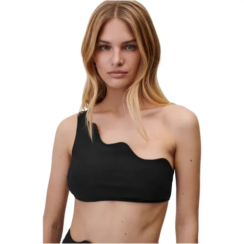 Asymmetrischer Frill Bikini Top Schwarz , Damen, Größe: S - Undress Code - Modalova