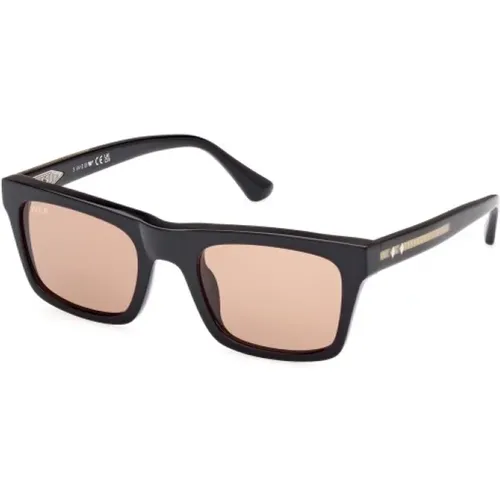 Stilvolle Sonnenbrille Schwarz Quadratisch Glänzend - WEB Eyewear - Modalova