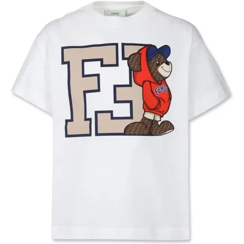 T-Shirt mit Cartoon-Print und Rundhalsausschnitt - Fendi - Modalova