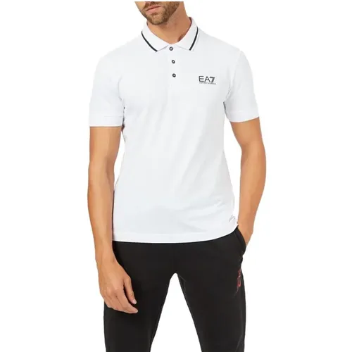 Weißes Polo-Shirt mit Kurzen Ärmeln , Herren, Größe: L - Emporio Armani EA7 - Modalova