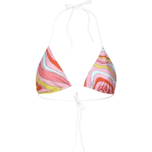 Dreieckiges Nylon-Bikini-Top in Pink/Orange - EMILIO PUCCI - Modalova