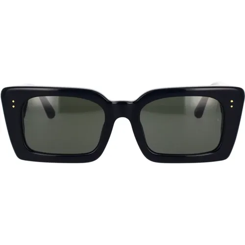 Stilvolle Rechteckige Sonnenbrille mit Zeiss Soliden Grauen Gläsern , Damen, Größe: 54 MM - Linda Farrow - Modalova