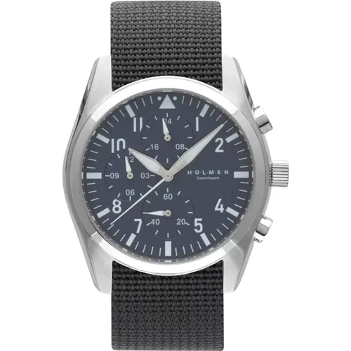 Chronographic Blue Dial Watch , male, Sizes: ONE SIZE - Holmen Copenhagen - Modalova