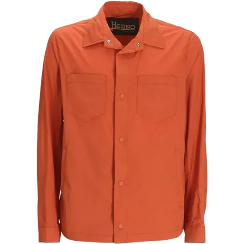 Orange Hemdjacke mit Taschen Herno - Herno - Modalova