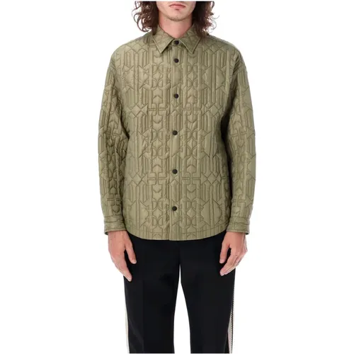 Military Brown Quilted Overshirt Aw23 , male, Sizes: M, L - Palm Angels - Modalova