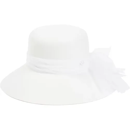 Wool Felt Hat with Bow , female, Sizes: M, S - Maison Michel - Modalova
