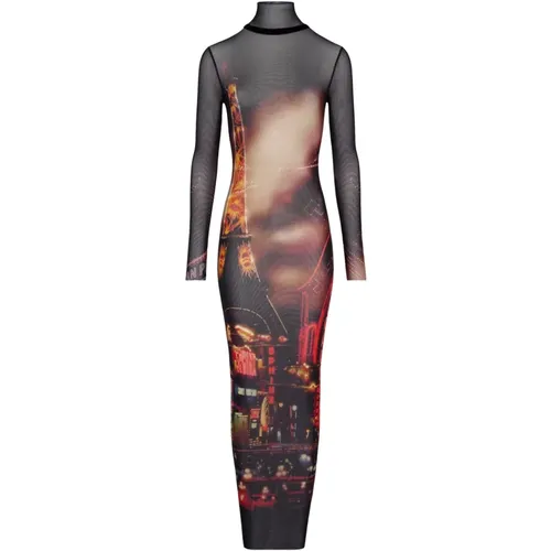 City Print Long Sleeve Crew Neck Dress , female, Sizes: S, XS, L, M - Jean Paul Gaultier - Modalova