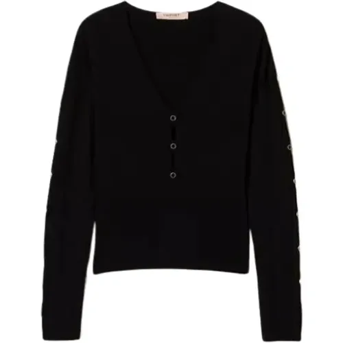 Pullover mit Cut-Outs und Nieten , Damen, Größe: M - Twinset - Modalova