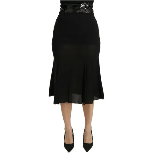 Mermaid High Waist Midi Silk Skirt , female, Sizes: XS, S - Dolce & Gabbana - Modalova