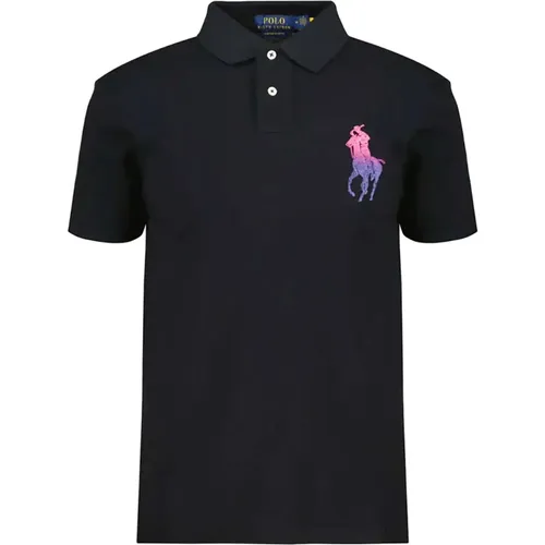 Polo Shirt - Schwarz - 100% Baumwolle - Regular Fit , Herren, Größe: L - Ralph Lauren - Modalova