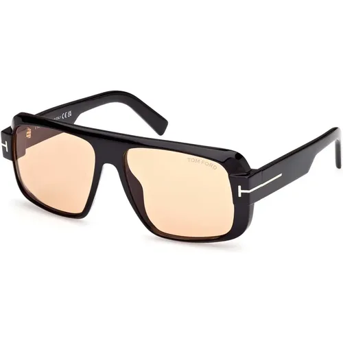 Schwarze/Braune Cat-Eye-Sonnenbrille - Tom Ford - Modalova
