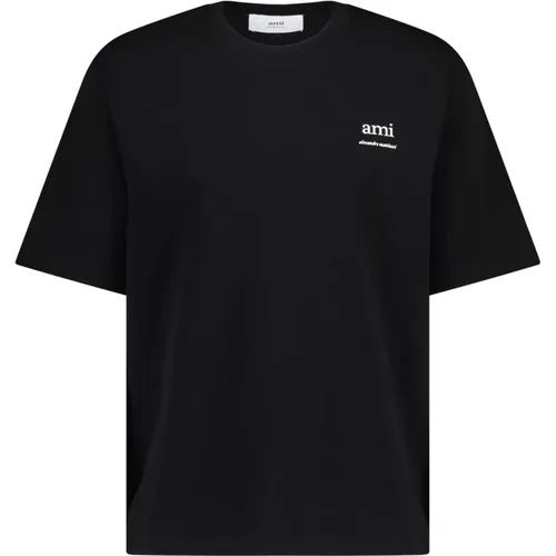 T-Shirt mit Logo Motiv , Herren, Größe: XL - Ami Paris - Modalova