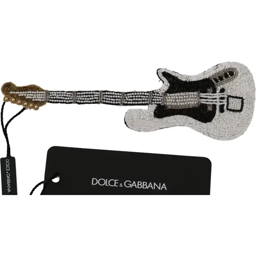 Gold Sequin Guitar Brooch Pin , unisex, Sizes: ONE SIZE - Dolce & Gabbana - Modalova