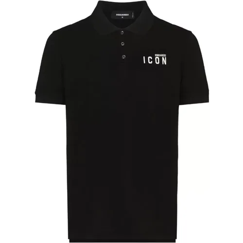 Klassisches Schwarzes Poloshirt , Herren, Größe: 2XL - Dsquared2 - Modalova