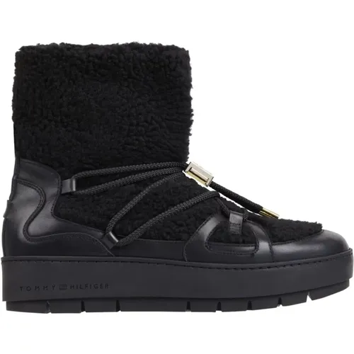 Schwarzer Teddy Snowboot , Damen, Größe: 41 EU - Tommy Hilfiger - Modalova