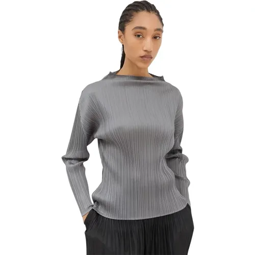 Gefaltete High-Neck Langarm-Top , Damen, Größe: 2XL - Issey Miyake - Modalova