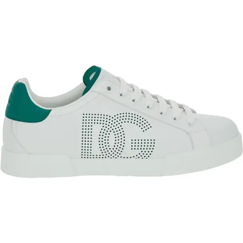 Weiße Sneakers mit Portofino Logo , Herren, Größe: 42 1/2 EU - Dolce & Gabbana - Modalova