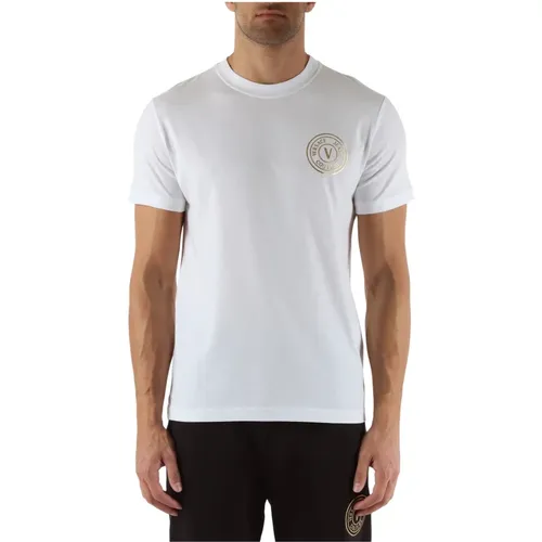 Slim Fit Cotton Logo Print T-shirt , male, Sizes: 2XL, S, M, L, XL - Versace Jeans Couture - Modalova