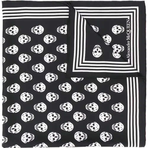 Skull Print Silk Scarf , male, Sizes: ONE SIZE - alexander mcqueen - Modalova