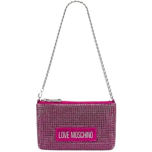 Fuchsia Strass Mini Umhängetasche - Love Moschino - Modalova