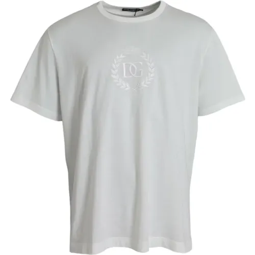 Weiße Baumwoll-Logo-Rundhals-T-Shirt , Herren, Größe: 5XL - Dolce & Gabbana - Modalova
