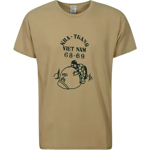 Grünes Baumwoll-T-Shirt mit Esel-Print - Wild Donkey - Modalova