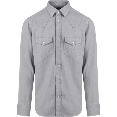 Grey Denim Western Shirt , male, Sizes: XL - Tom Ford - Modalova