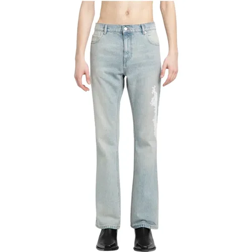 Blau Denim Bootcut Hose mit Stickerei , Herren, Größe: W31 - Courrèges - Modalova